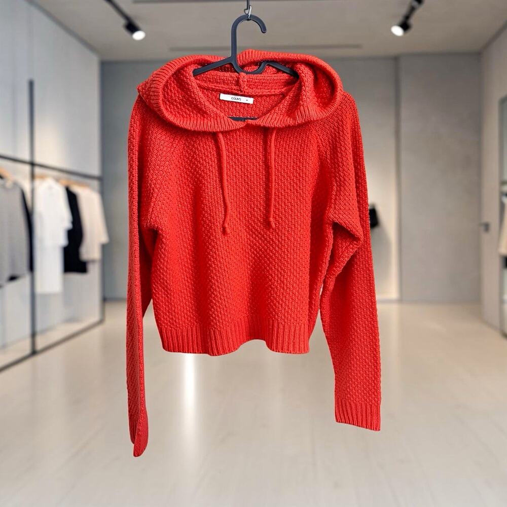 COLIN'S Women's Red Knit Hooded Pullover Sweater Solid Long Sleeve Size M